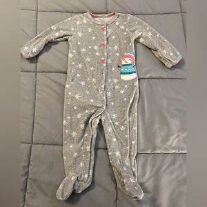 9m girls, footed fleece snowman, pajamas, Carter’s